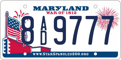 MD license plate 8AD9777