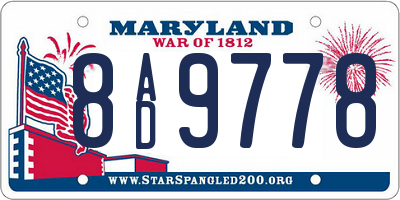 MD license plate 8AD9778