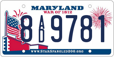 MD license plate 8AD9781