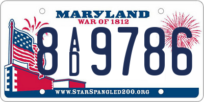 MD license plate 8AD9786