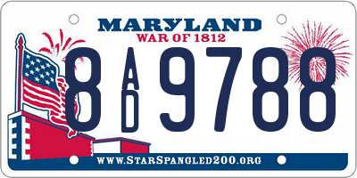 MD license plate 8AD9788