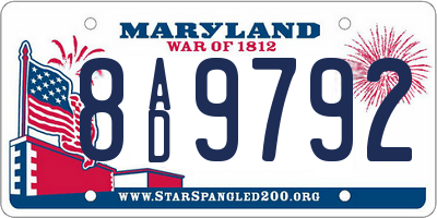 MD license plate 8AD9792