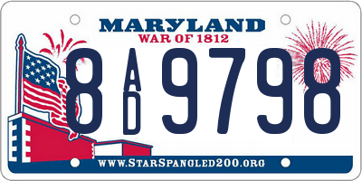 MD license plate 8AD9798