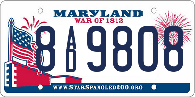 MD license plate 8AD9808