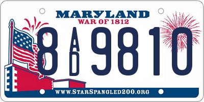 MD license plate 8AD9810