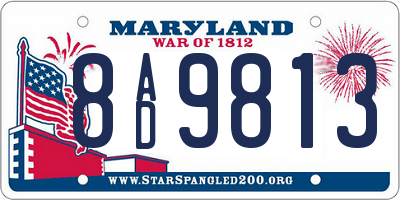 MD license plate 8AD9813
