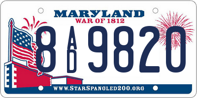 MD license plate 8AD9820