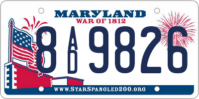 MD license plate 8AD9826