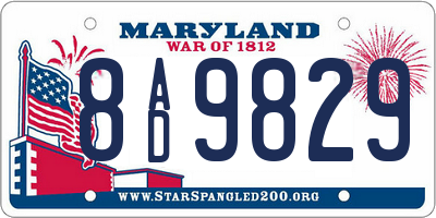 MD license plate 8AD9829