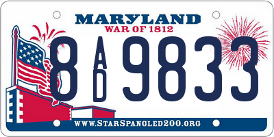 MD license plate 8AD9833