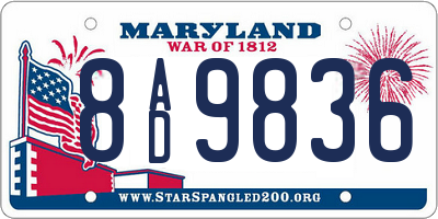 MD license plate 8AD9836