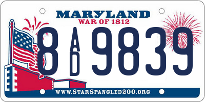 MD license plate 8AD9839