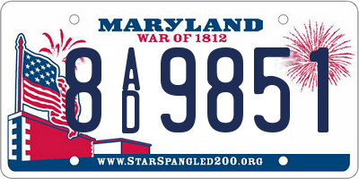 MD license plate 8AD9851