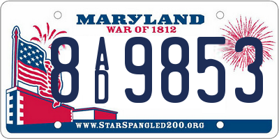 MD license plate 8AD9853
