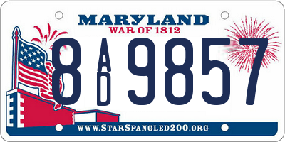 MD license plate 8AD9857