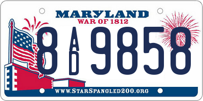MD license plate 8AD9858