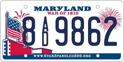 MD license plate 8AD9862