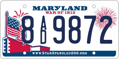 MD license plate 8AD9872