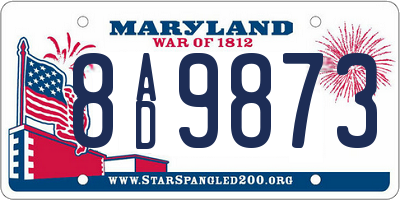MD license plate 8AD9873
