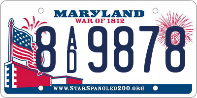 MD license plate 8AD9878