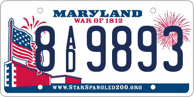 MD license plate 8AD9893