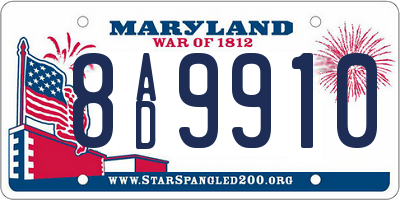 MD license plate 8AD9910