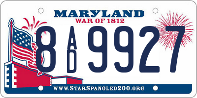 MD license plate 8AD9927