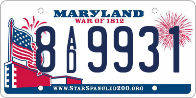MD license plate 8AD9931