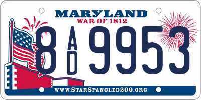 MD license plate 8AD9953