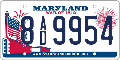 MD license plate 8AD9954