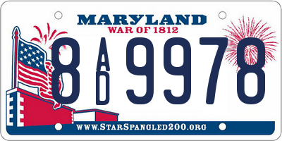 MD license plate 8AD9978