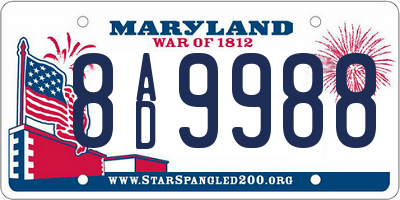 MD license plate 8AD9988
