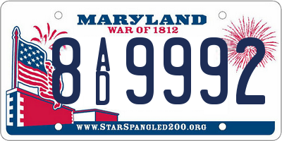 MD license plate 8AD9992