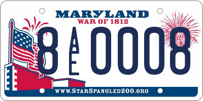 MD license plate 8AE0008