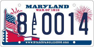 MD license plate 8AE0014