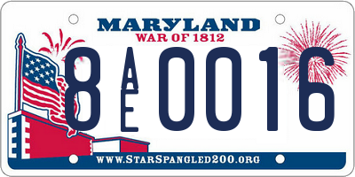 MD license plate 8AE0016