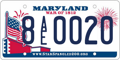 MD license plate 8AE0020