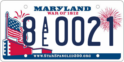 MD license plate 8AE0021