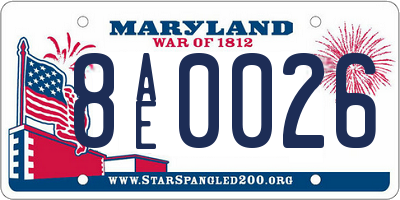 MD license plate 8AE0026