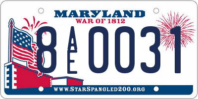 MD license plate 8AE0031