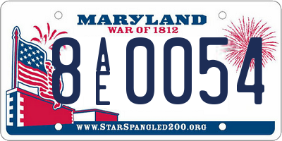 MD license plate 8AE0054