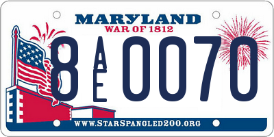 MD license plate 8AE0070