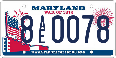 MD license plate 8AE0078