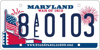 MD license plate 8AE0103