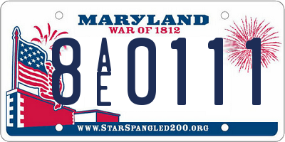 MD license plate 8AE0111
