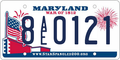 MD license plate 8AE0121