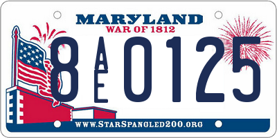MD license plate 8AE0125