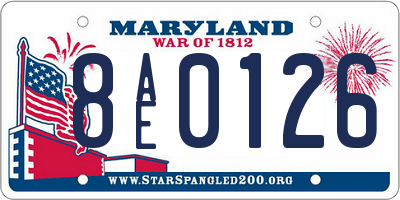 MD license plate 8AE0126
