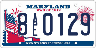 MD license plate 8AE0129