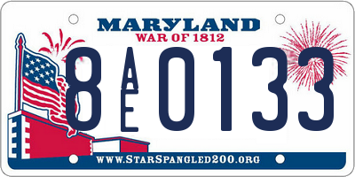 MD license plate 8AE0133